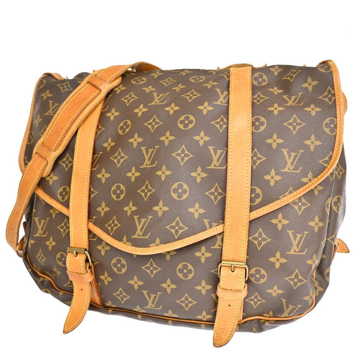 Louis Vuitton Saumur 43 Brown Canvas Shoulder Bag (Pre-Owned)