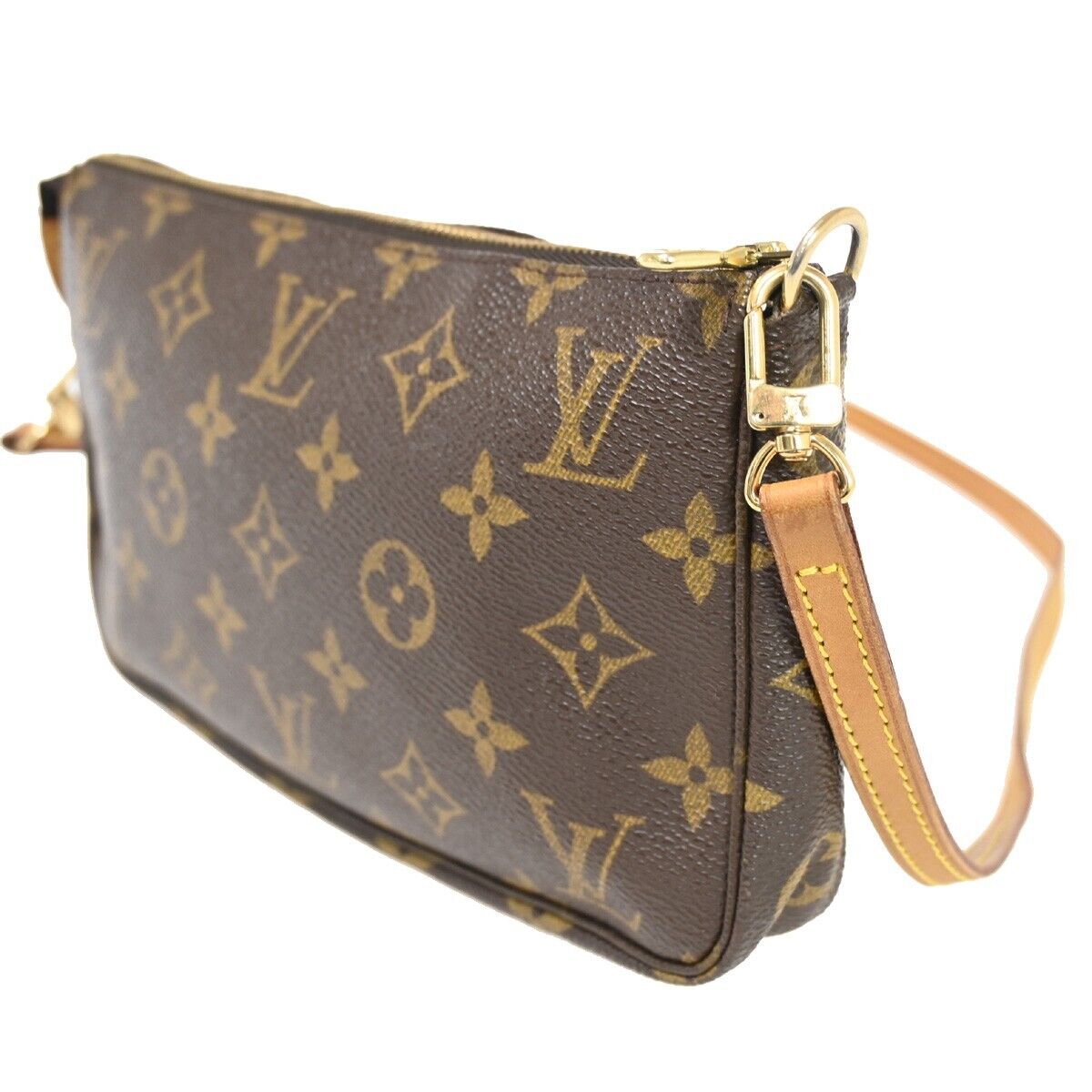 Louis Vuitton Pochette Accessoires Brown Canvas Clutch Bag (Pre-Owned)