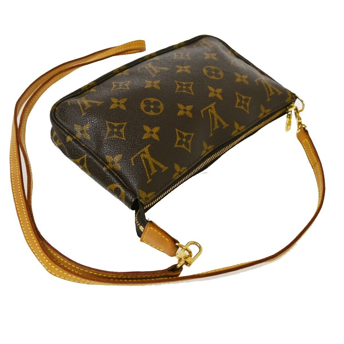 Louis Vuitton Pochette Accessoires Brown Canvas Clutch Bag (Pre-Owned)