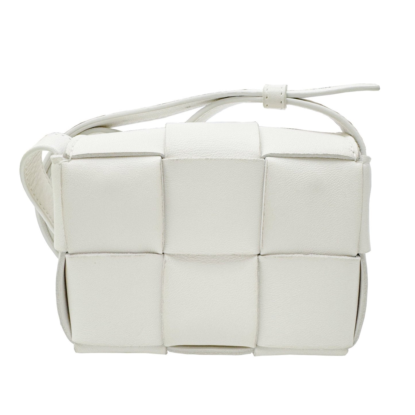 Bottega Veneta Cassette White Leather Shoulder Bag (Pre-Owned)