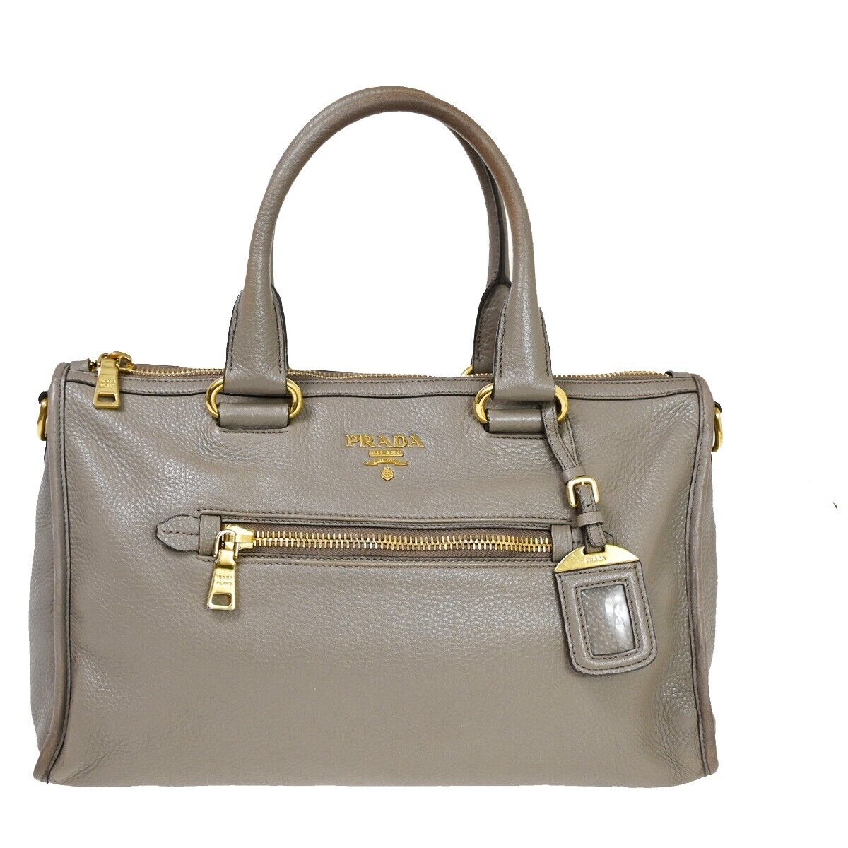 Prada Saffiano Grey Leather Handbag (Pre-Owned)