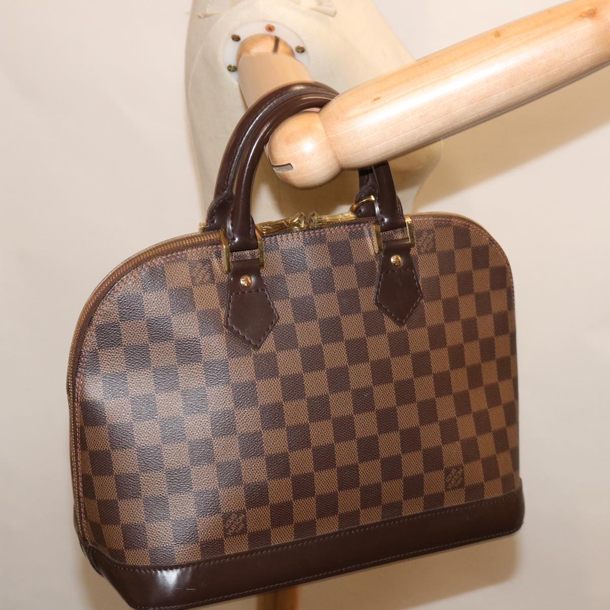 Louis Vuitton Alma Brown Canvas Handbag (Pre-Owned)