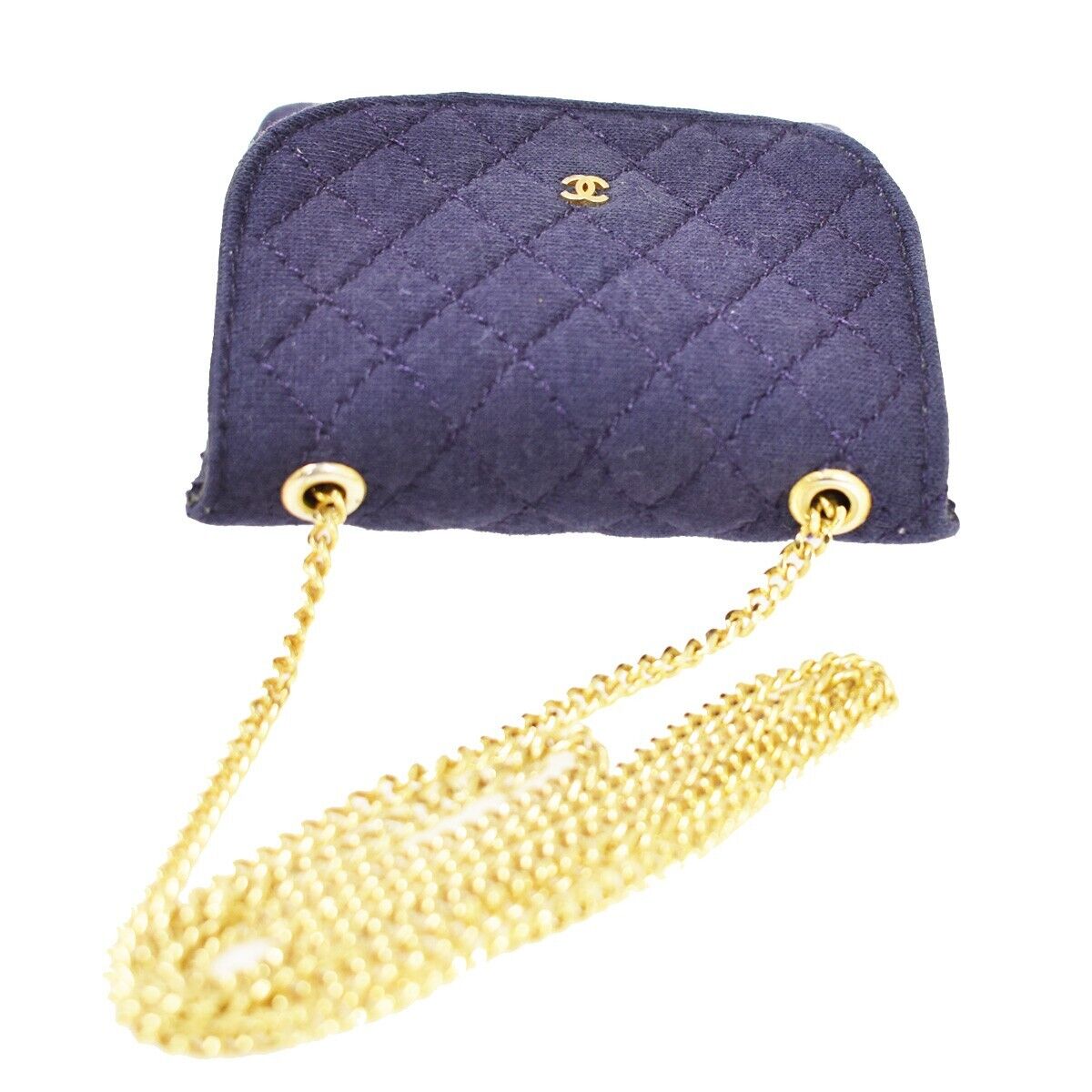 Chanel Mini Matelassé Navy Canvas Shoulder Bag (Pre-Owned)