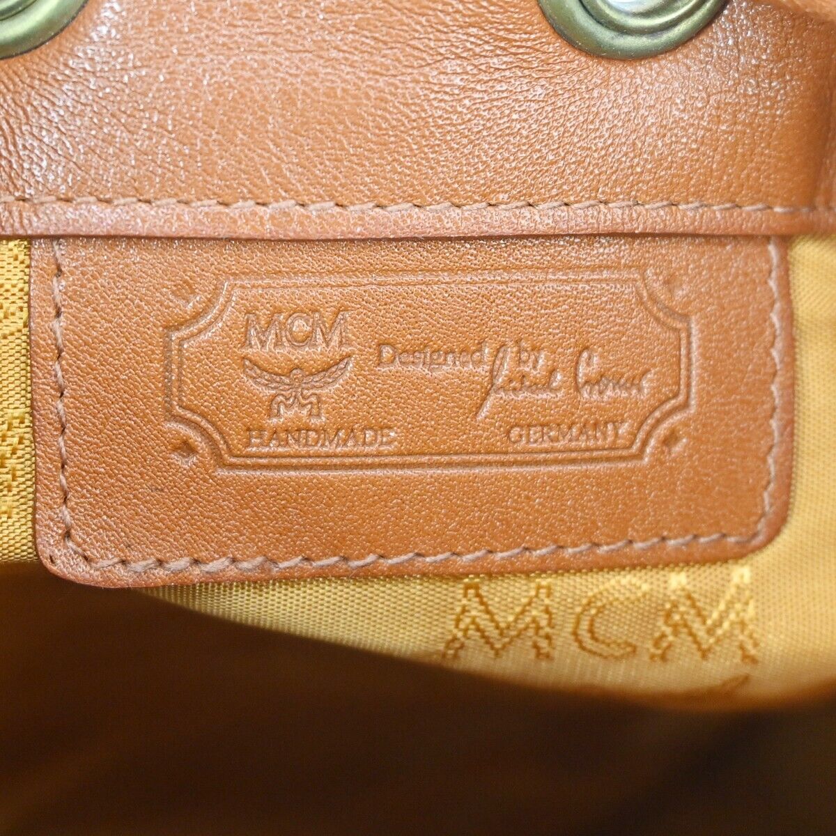 MCM Visetos Camel Leather Shoulder Bag (Pre-Owned)