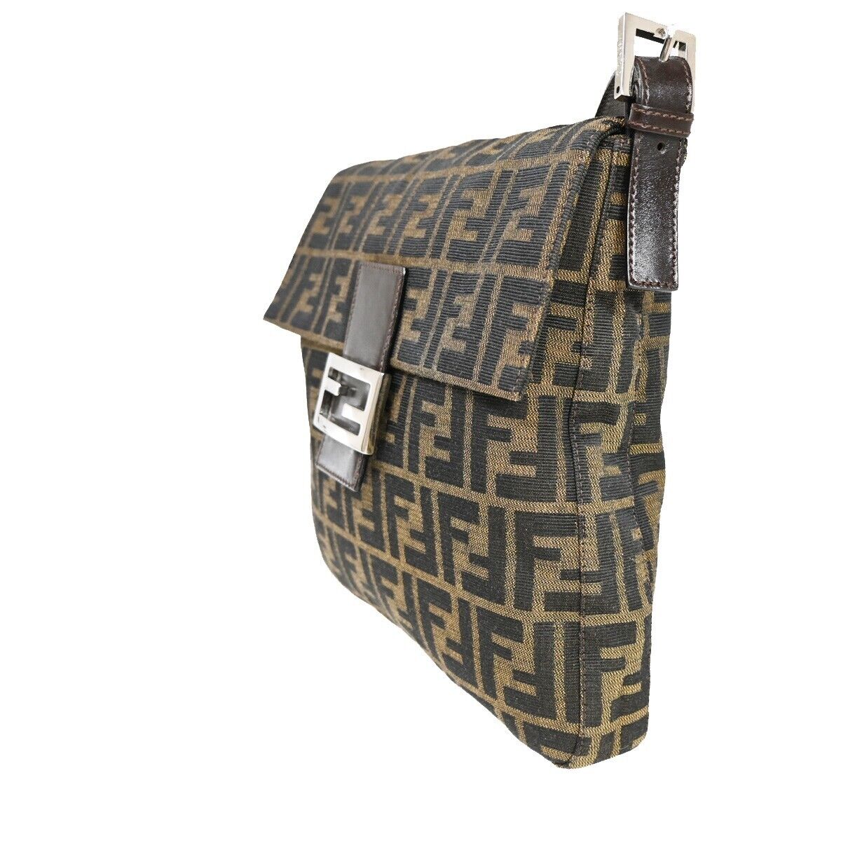 Fendi Mamma Baguette Brown Canvas Shoulder Bag (Pre-Owned)