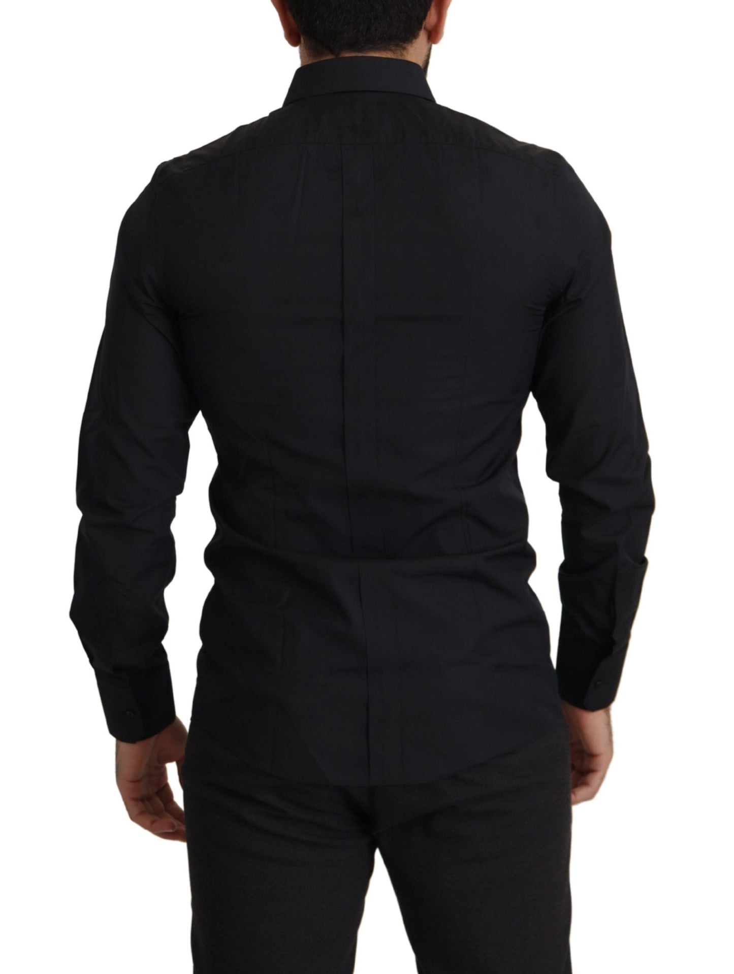 Dolce & Gabbana Elegant Slim Fit Black Cotton Dress Men's Shirt