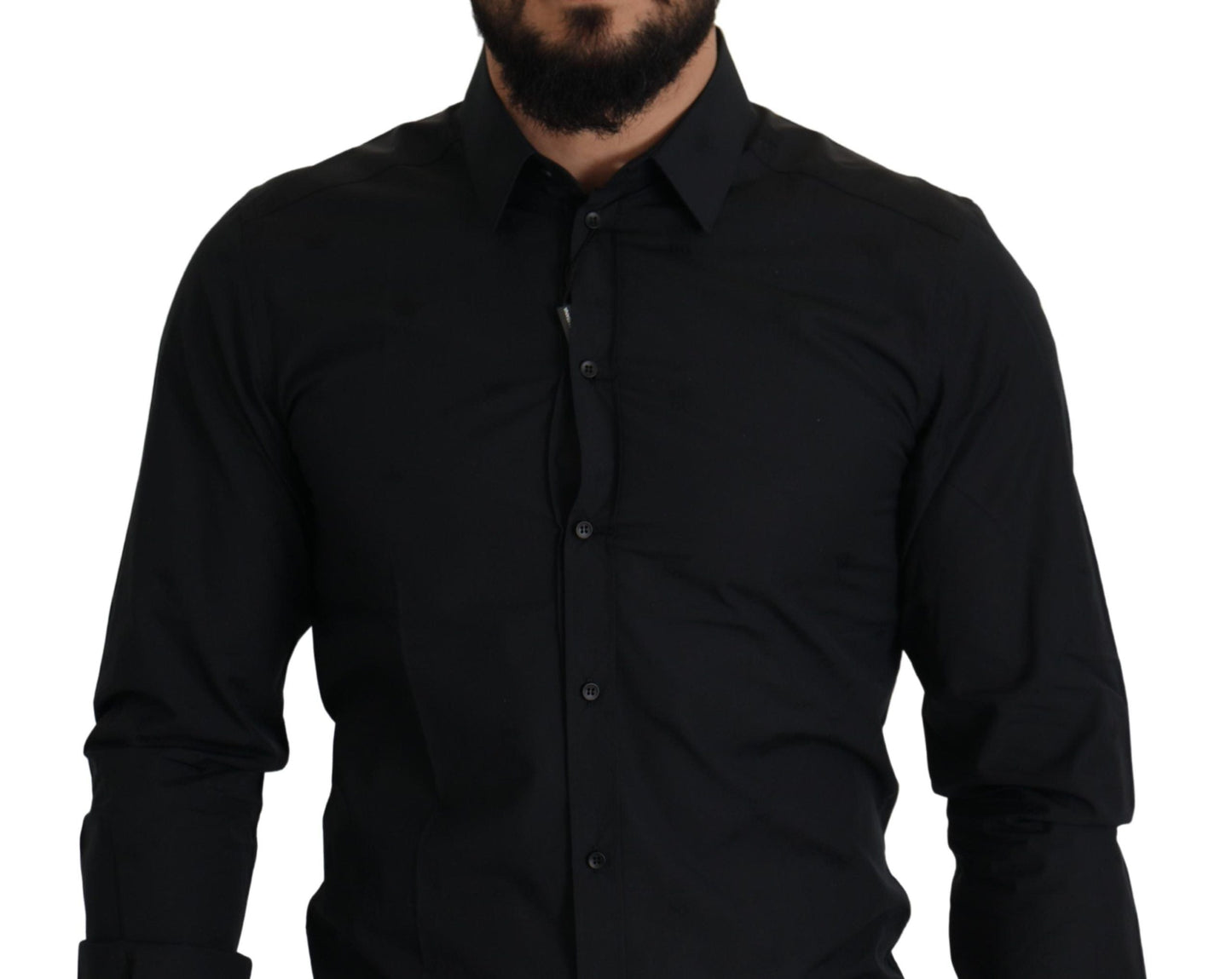 Dolce & Gabbana Elegant Slim Fit Black Cotton Dress Men's Shirt