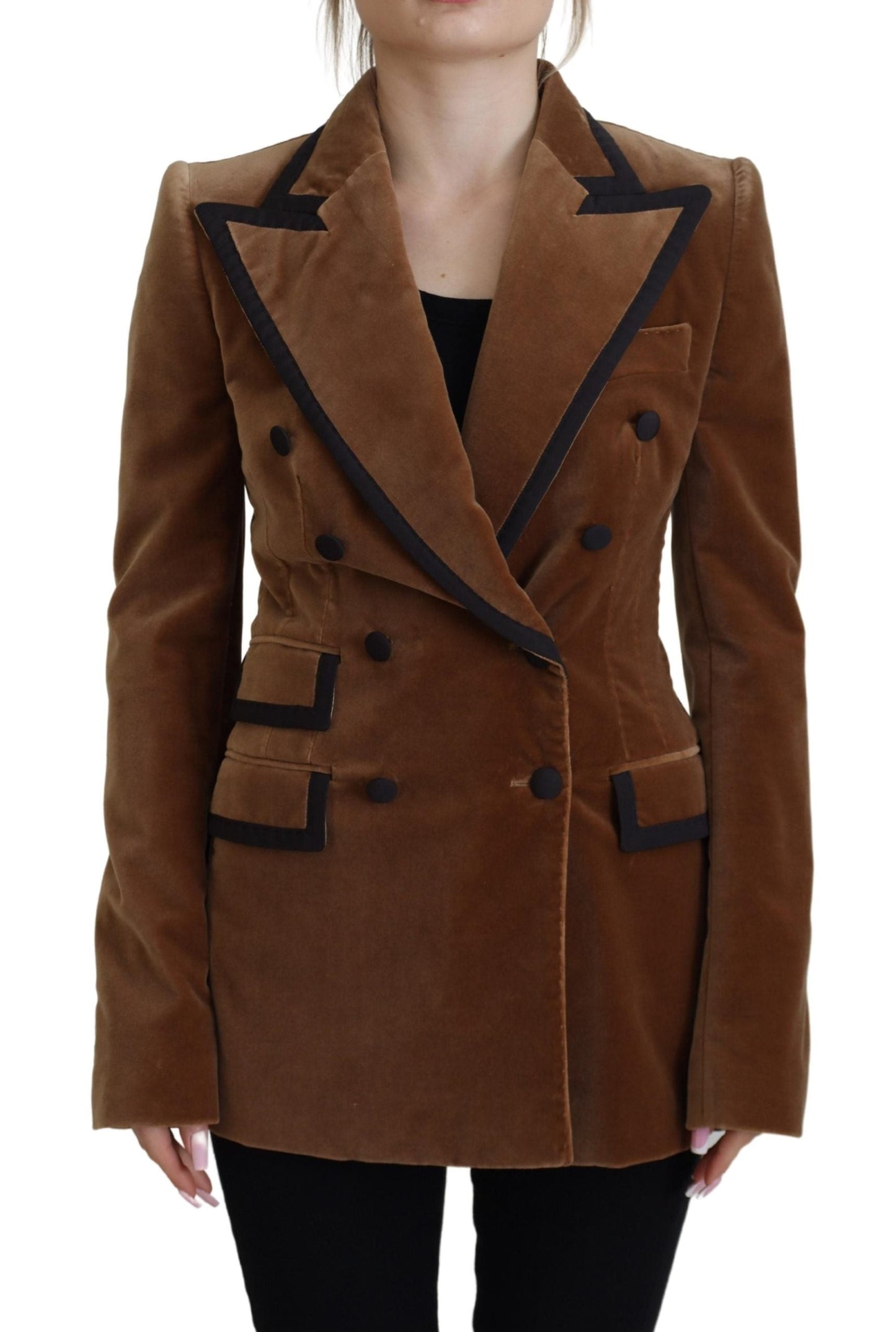 Dolce & Gabbana Elegant Double Breasted Brown Blazer Women's Jacket