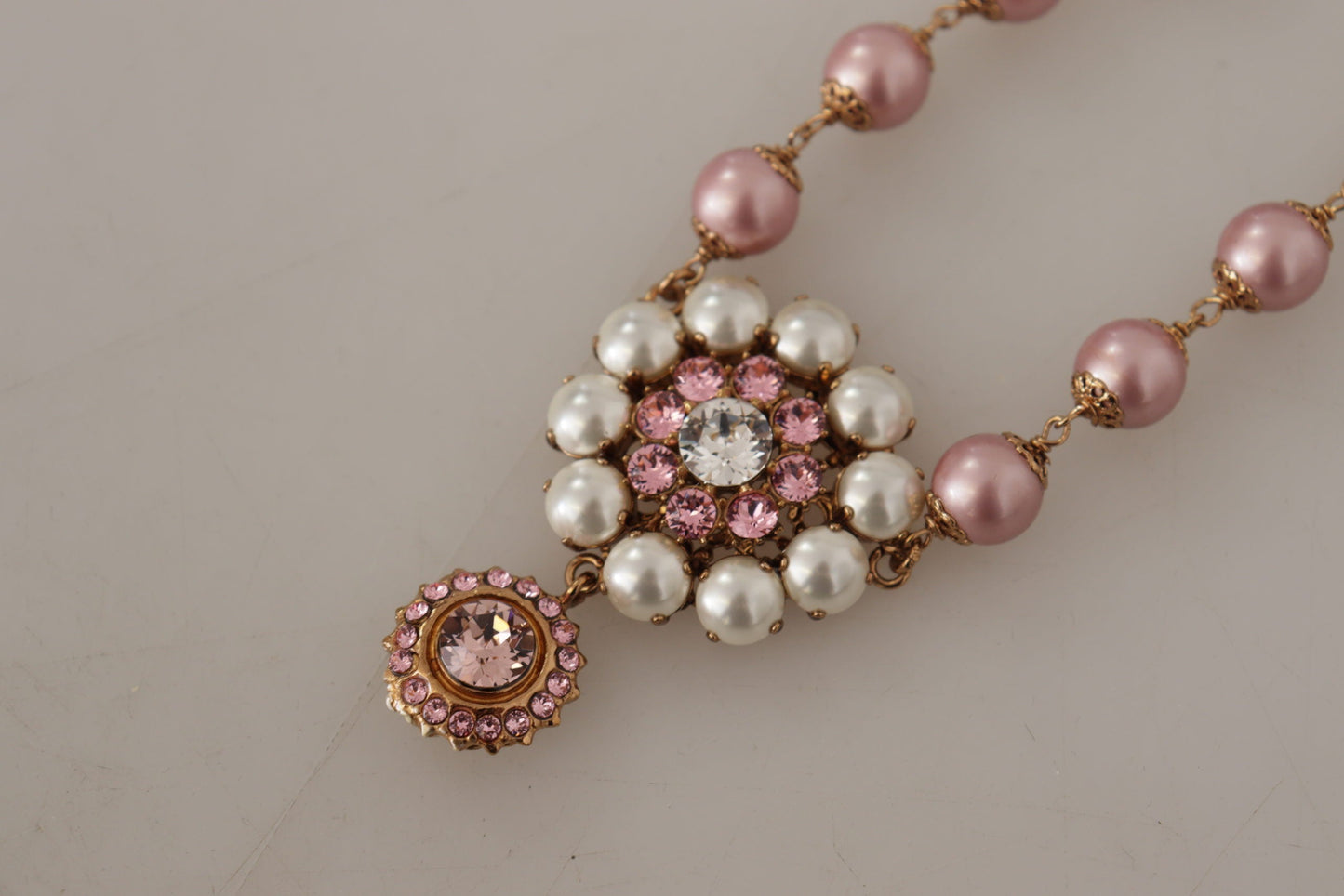 Dolce & Gabbana Elegant Gold Crystal Floral Statement Women's Necklace