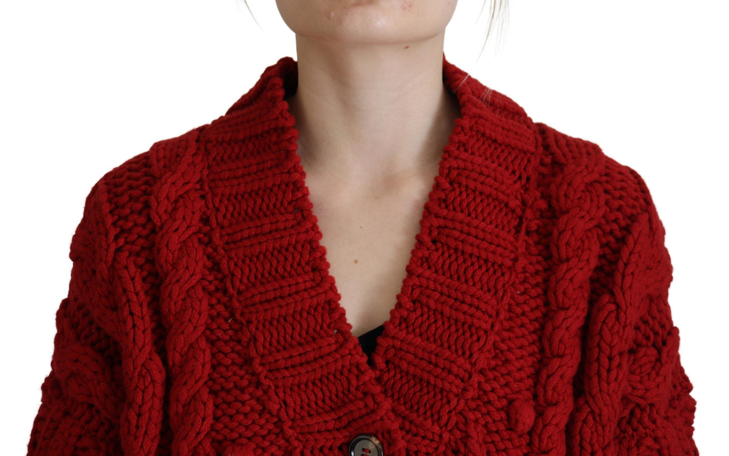 Dolce & Gabbana Elegant Red Virgin Wool Women's Cardigan