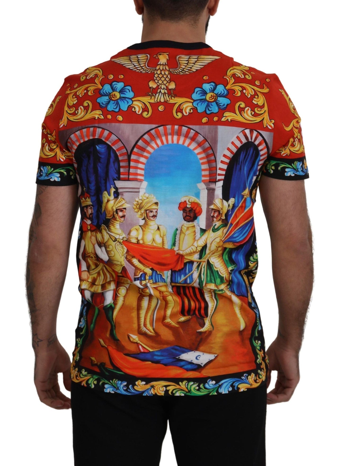 Dolce & Gabbana Multicolor Majolica Print Crewneck Men's Tee