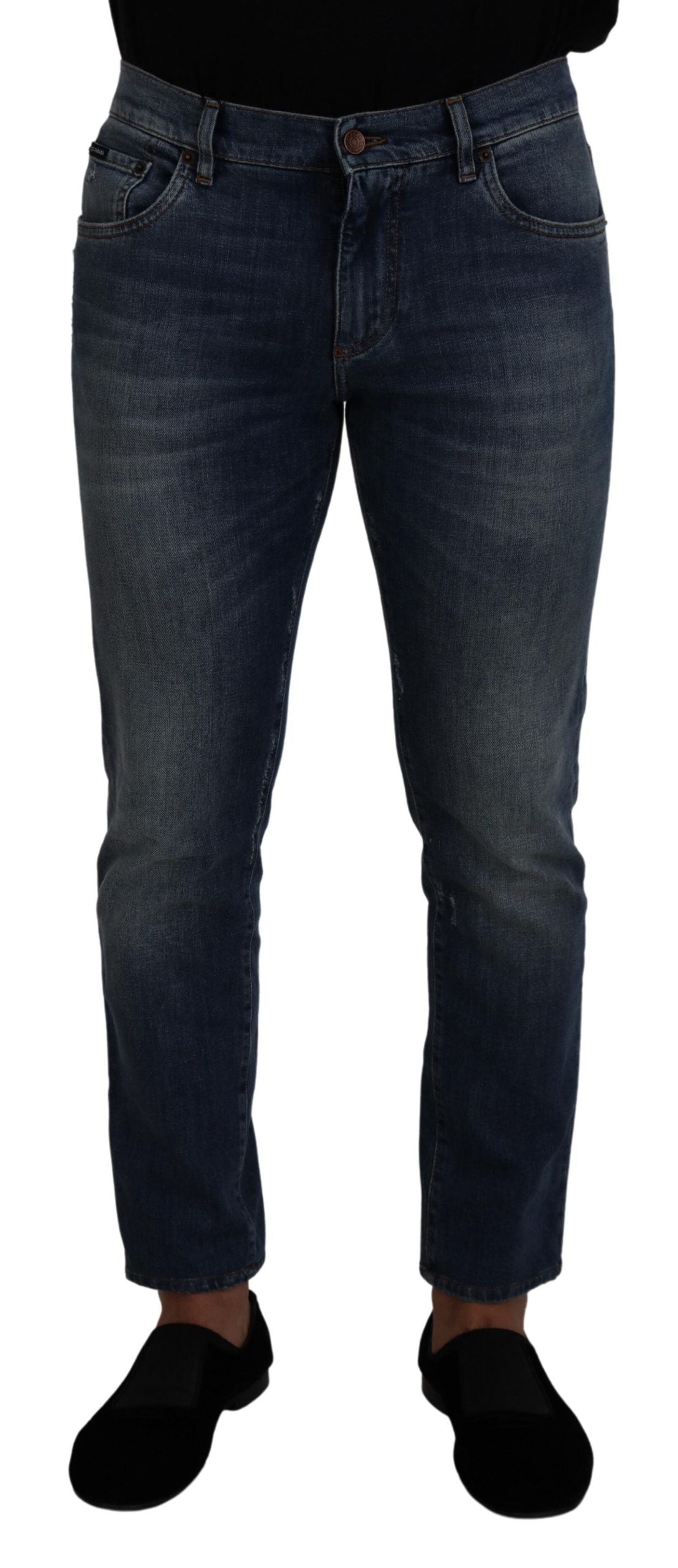 Dolce & Gabbana Elegant Slim-Fit Denim Pants in Blue Men's Washed