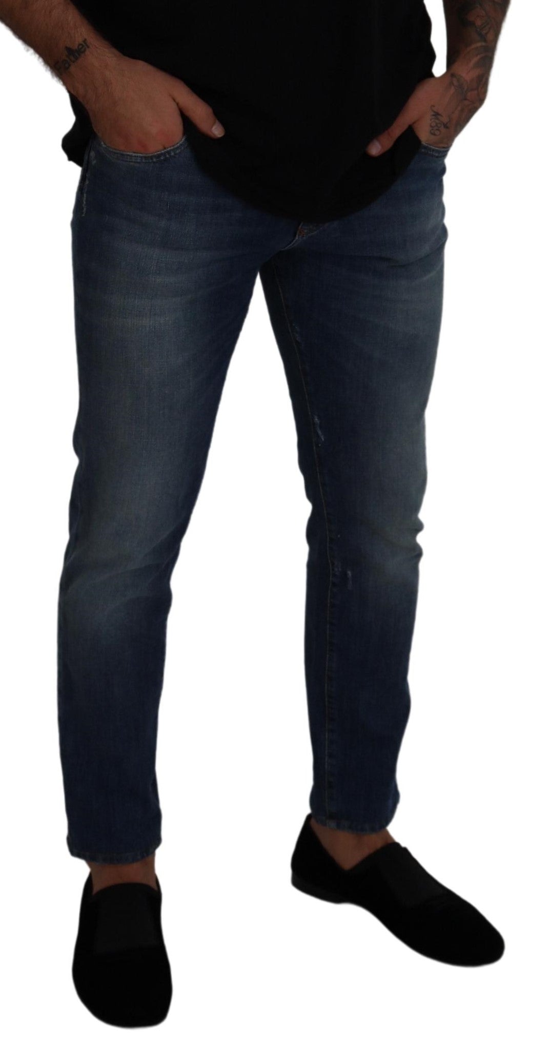 Dolce & Gabbana Elegant Slim-Fit Denim Pants in Blue Men's Washed