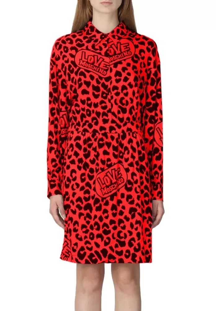 Love Moschino Elegant Viscose Blend Leopard Print Women's Dress
