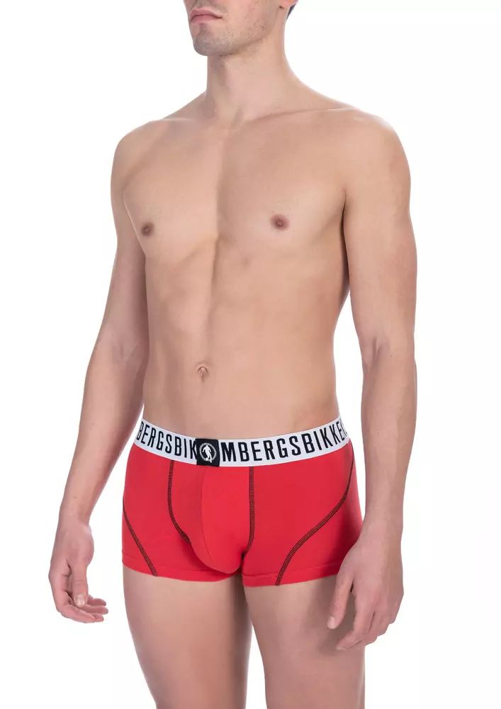 Bikkembergs Chic Red Cotton-Elastane Men's Trunks Men's Duo