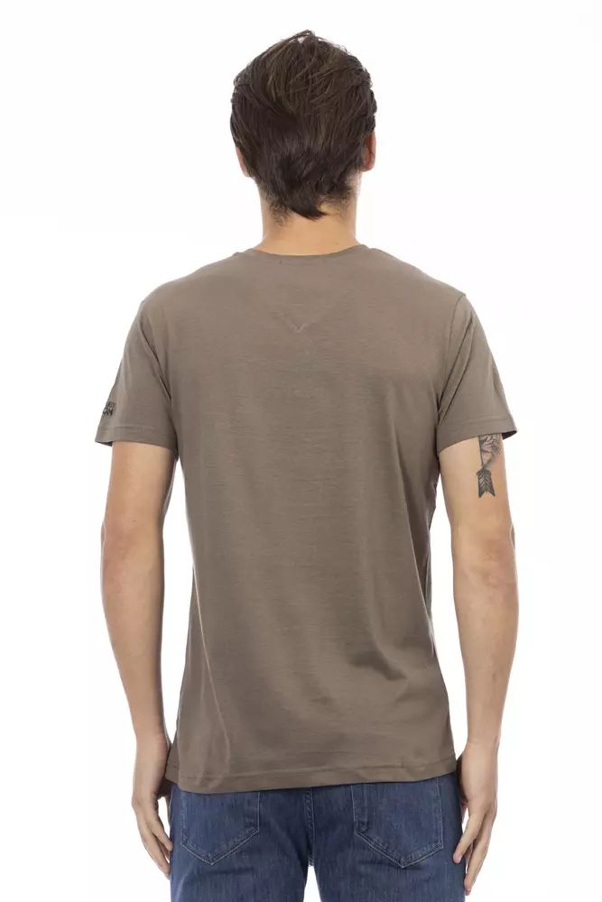 Trussardi Action Chic V-Neck Short Sleeve Tee in Brown Men's Hue