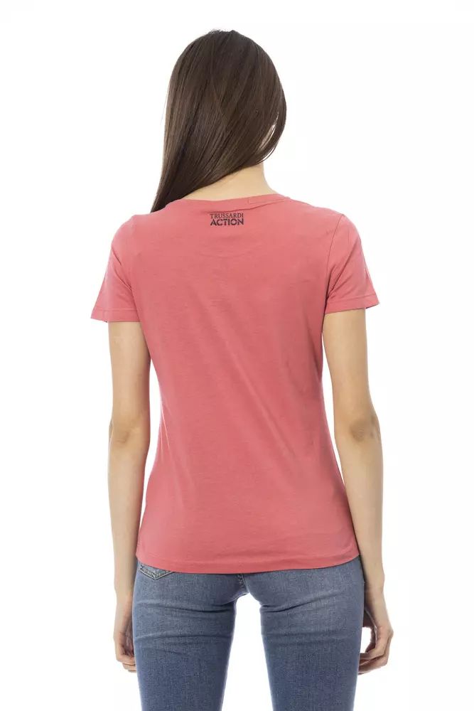 Trussardi Action Chic Pink Print Tee for Trendy Summer Women's Looks