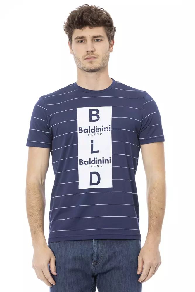 Baldinini Trend Chic Blue Cotton Tee with Front Men's Print