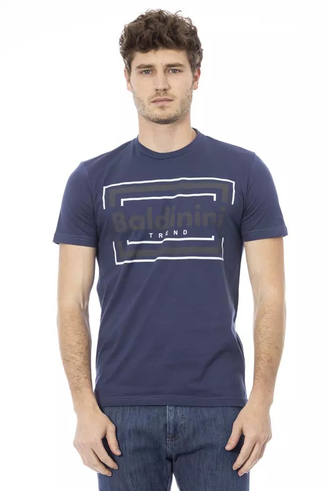 Baldinini Trend Chic Blue Cotton Tee with Front Men's Print