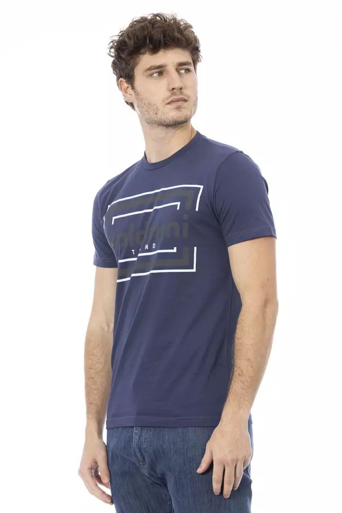 Baldinini Trend Chic Blue Cotton Tee with Front Men's Print