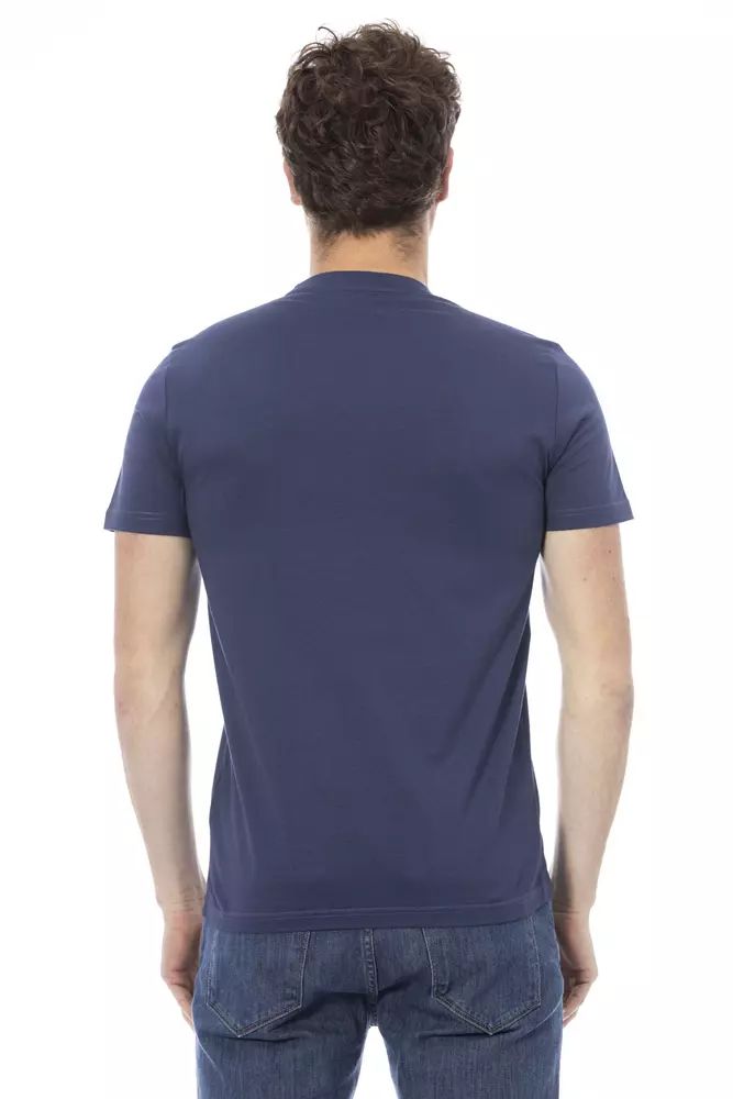 Baldinini Trend Chic Blue Cotton Tee with Front Men's Print