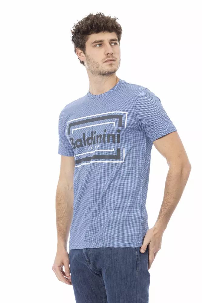 Baldinini Trend Elevated Casual Light Blue Tee with Front Men's Print